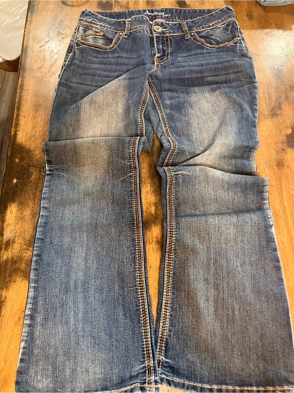 Amethyst Jeans Women's Dark Blue Bootcut Jeans with Faded Wash